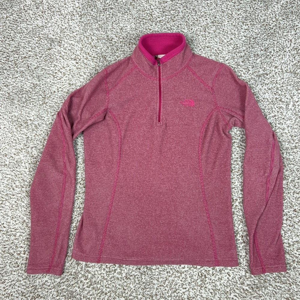 The North Face Sweater Womens Small Pink Fleece 1/4‎ Zip Mock Neck Pullover